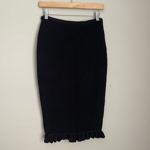 Max Studio MJJP XS Black Ribbed Knee-High Skirt
